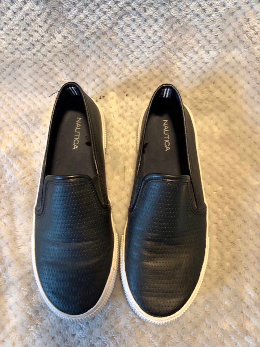 Nautica Black Slip-On Loafers with White Sole